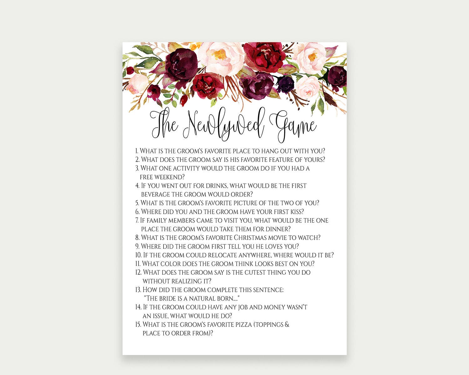 Editable the Newlywed Game Bridal Shower Game Guess What the - Etsy Canada