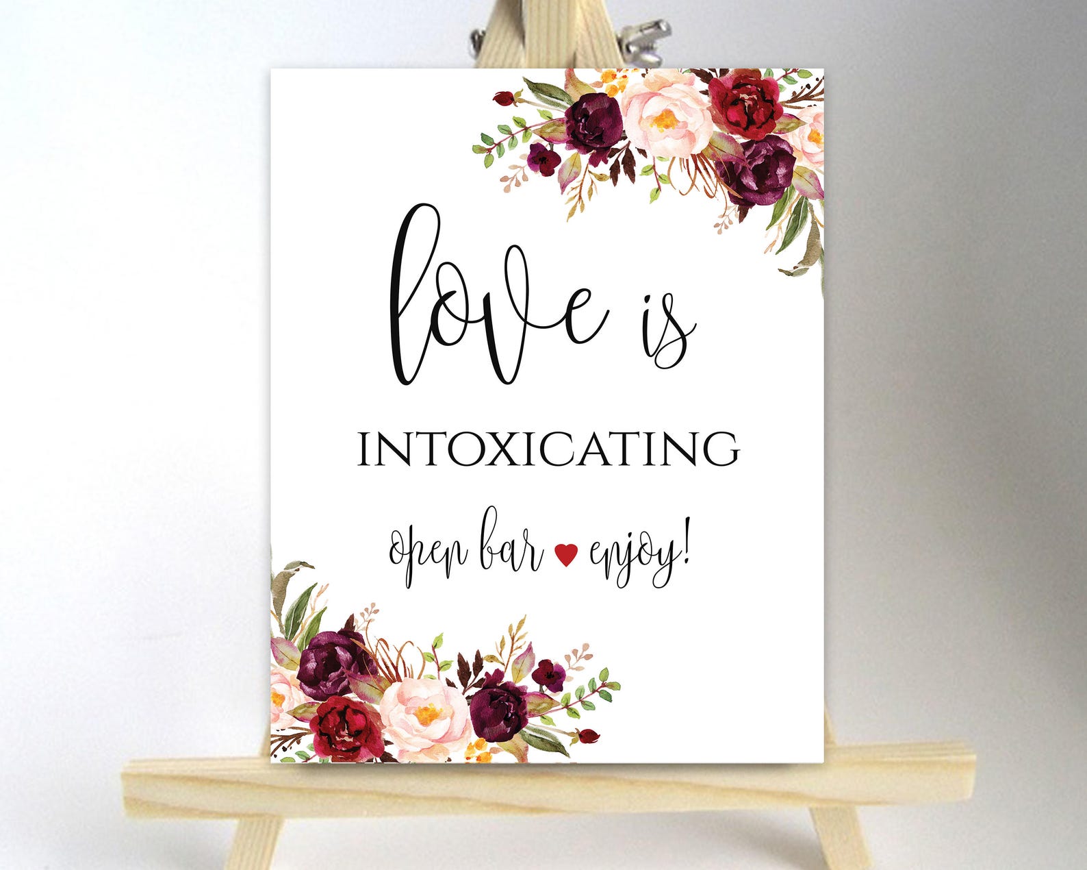 Printable Open Bar Sign Printable Love is Intoxicating Sign - Etsy