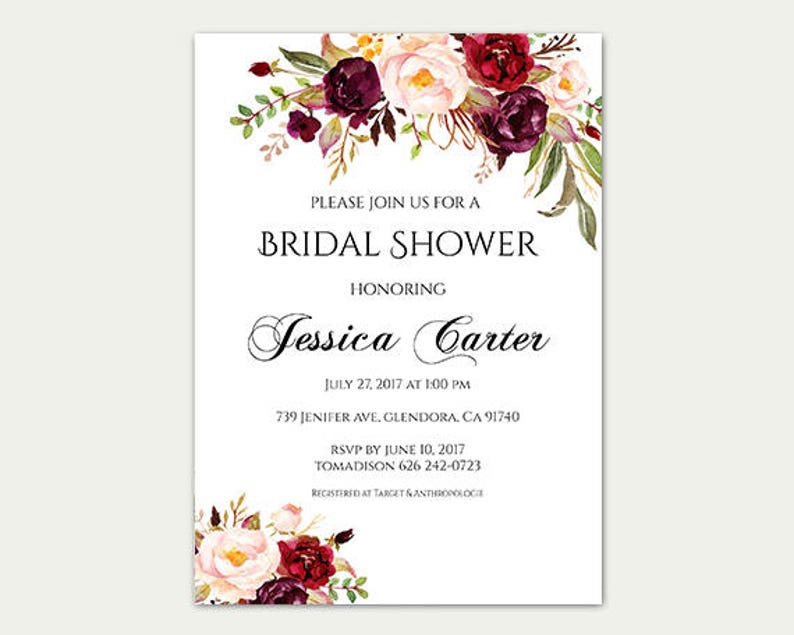 Bridal Shower Invitation Editable Template Bridal Shower Printable Floral Bridal Shower Bridal invitation Instant Download DIY Bridal Shower