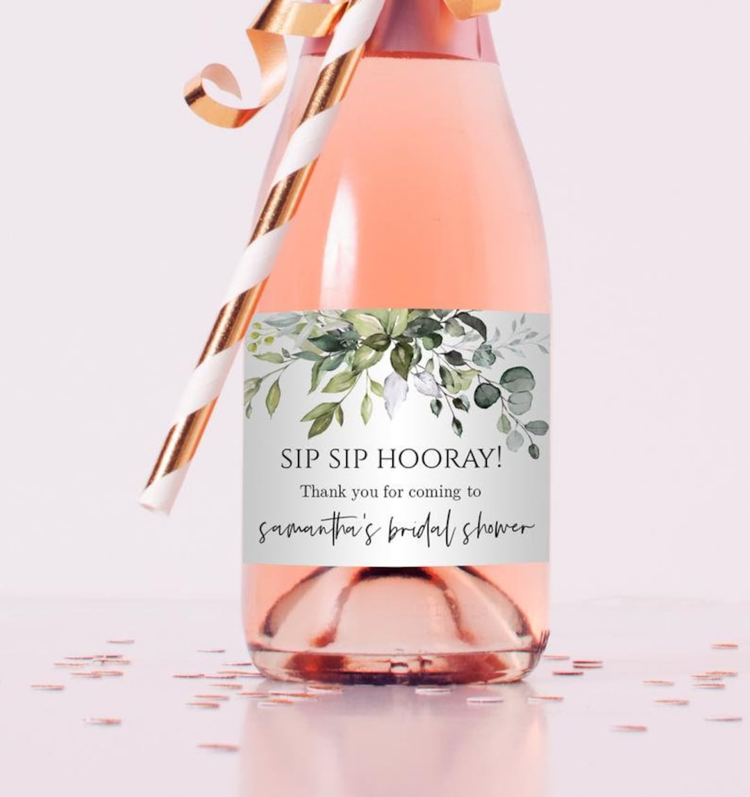 Sip Sip Hooray Mini Champagne Label, Custom Bridal Shower Thank You ...