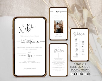 Digital Wedding Invitation Template, Electronic Wedding Invite Download, Text Invitation, Edit with Templett, POH