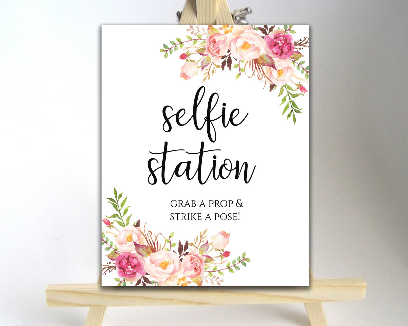 Printable Selfie Station Sign Grab a Prop Strike a Pose Photo | Etsy