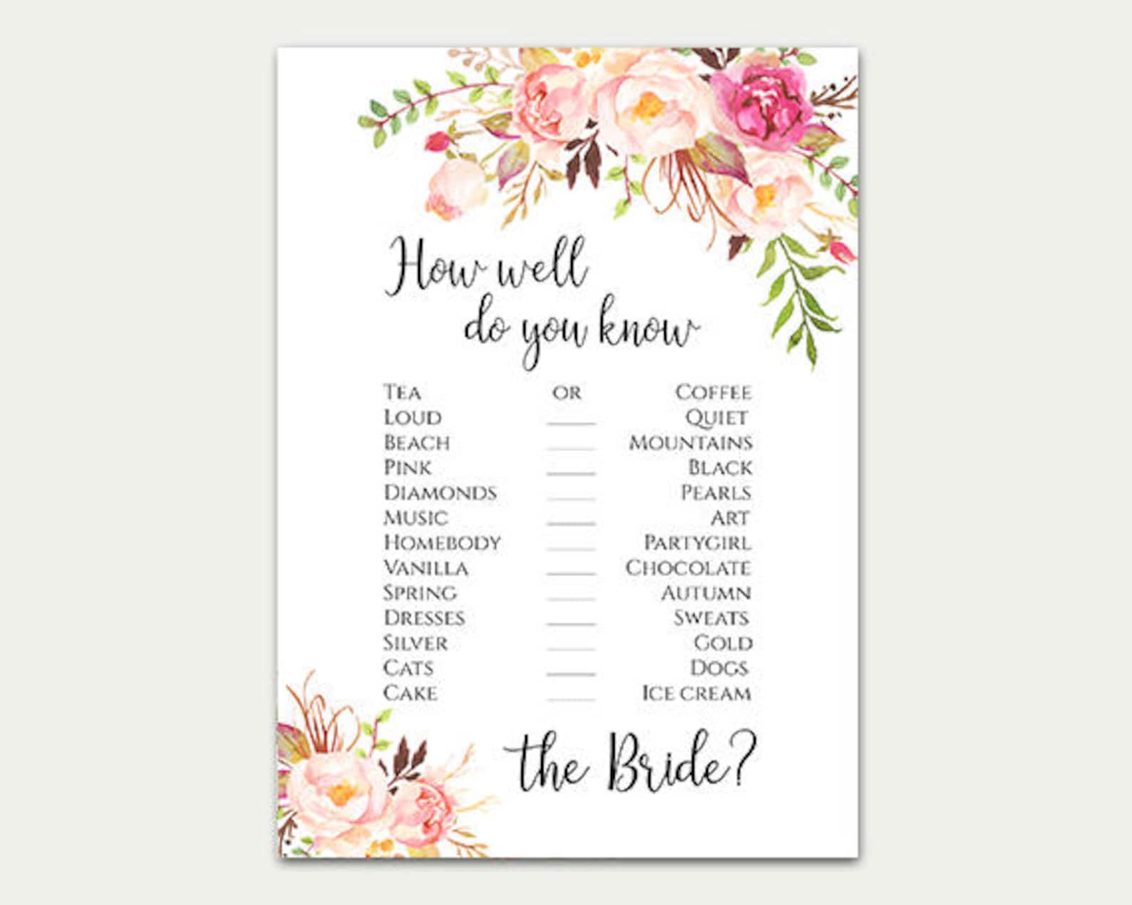 Bridal Shower Games Bridal Shower Game Set Bridal Game Set Etsy