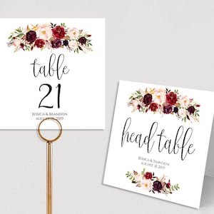 Números de mesa personalizados para impressão, números de mesa de casamento, modelo de número de mesa de casamento dobrado, download instantâneo, boho chique
