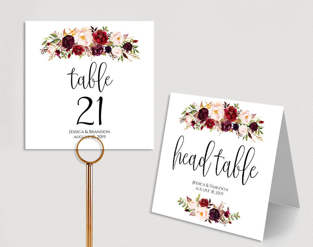 Personalized Table Numbers Printable Wedding Table Numbers Etsy