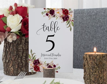 Personalized Table Numbers Editable Table Numbers Wedding Table Numbers Table Number Template PDF Instant Download 4x6, 5x7, 8x10 Boho Chic