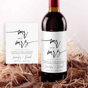 Customizable Mr and Mrs Wedding Wine Label Template (Instant Download)