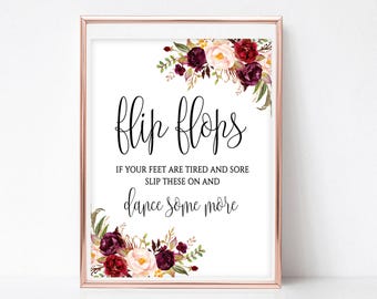 Dancing Shoes Sign Wedding Printable Dancing Shoes for Wedding Guests Dancing Feet Sign Flip Flop Sign for Wedding 8x10, 5x7, 4x6 Boho Chic