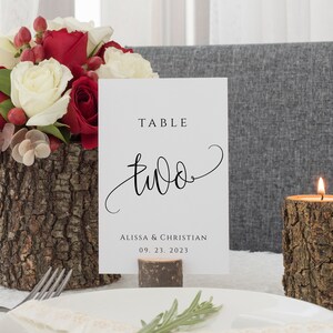 Minimalist Calligraphy Wedding Table Number Card Template (Instant Download)
