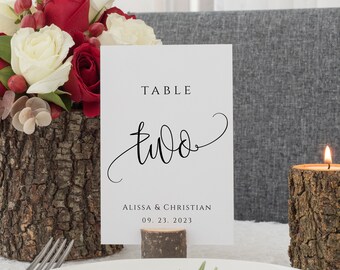 Minimalist Calligraphy Wedding Table Number Card Template - Editable, Printable Decor (Instant Download)