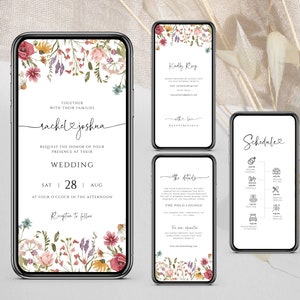 Wildflower Wedding Invitation Template, Digital Wedding Evite, Instant Download, Templett image 5