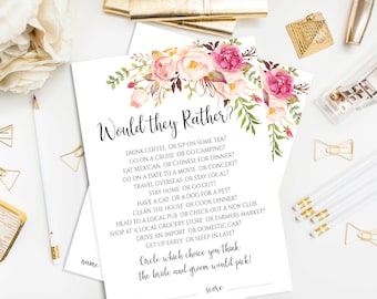 Editable Would They Rather Bridal Shower Game Who Knows the Bride and Groom Best Games Instant Download Printable Bridal Wedding Quiz