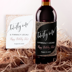 Birthday Wine Label Template Wine Bottle Labels 21st Birthday 50th, 40th, 30th - Any Age, Instant Download, 100% Editable
