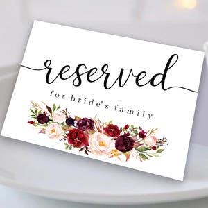 Marsala Reserved Sign Reserved Printable Reserved Wedding Sign Reserved Table Sign Wedding Printable Wedding Template Reserved Seating Signs