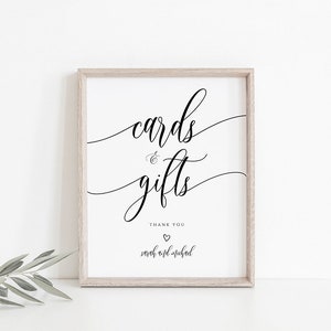 Cards and Gifts Sign, Gifts Table Sign, Cards and Gifts Printable, Wedding Sign, Cards & Gifts, Edit with TEMPLETT, Calligraphy