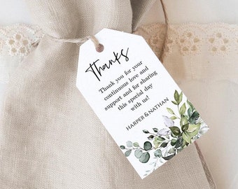 Greenery Wedding Thank You Tags: Bridal/Baby Shower Template (Instant Download, POE)