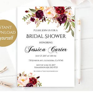 Bridal Shower Invitation Editable Template Bridal Shower Printable Floral Bridal Shower Bridal invitation Instant Download DIY Bridal Shower