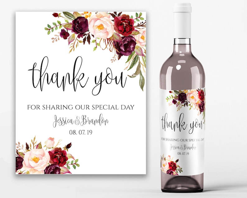 printable wedding wine labels thank you wine label thank