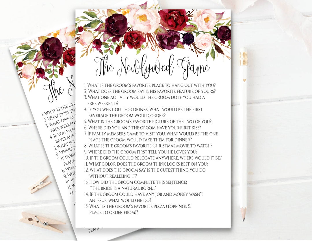 Editable the Newlywed Game Bridal Shower Game Guess What the Groom Said