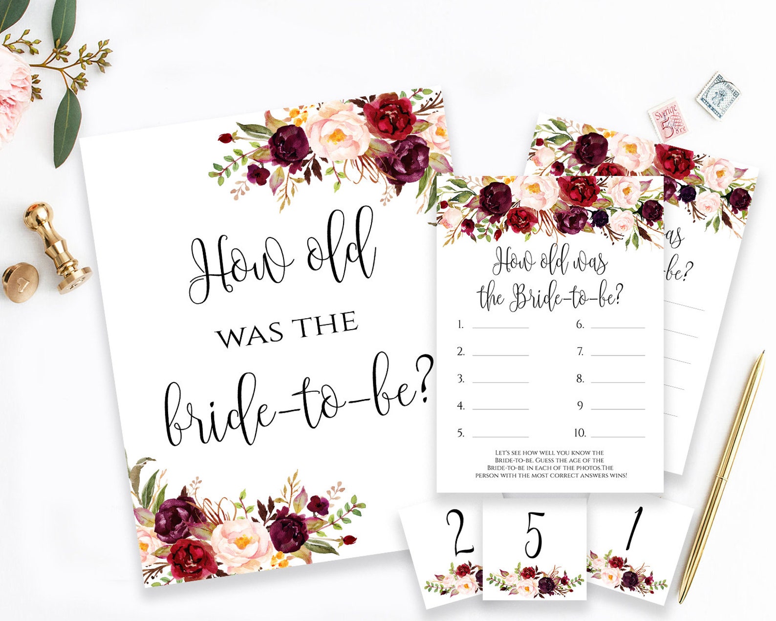 Printable How Old Was the Bride to Be Printable Bridal Shower - Etsy