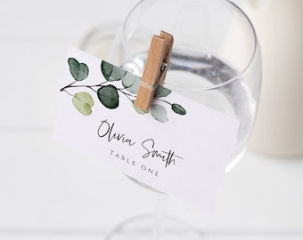 Eucalyptus Wedding Place Card Template: Editable Printable (Instant Download, POE)