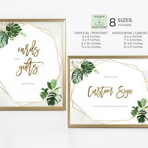 Custom Wedding Sign Template, Editable Wedding Sign, Tropical Wedding Signage, Digital Download, DIY, Templett