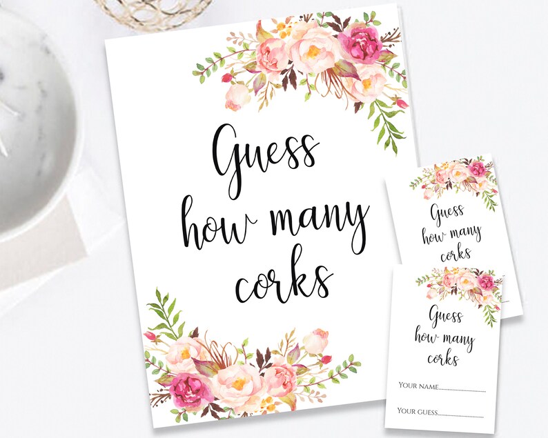 Printable Guess How Many Corks In The Jar Sign Printable Sign | Etsy