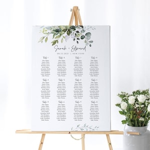 Eucalyptus Wedding Seating Chart Sign: Greenery Template (Instant Download, POE)