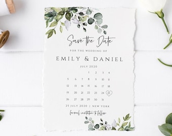 Save the Date Calendar, Wedding Save the Date Cards, Instant Download, 100% Editable Text, Templett, POE