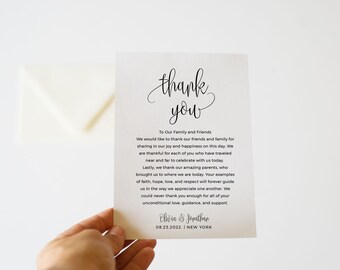 Modern Calligraphy Wedding Thank You Note (Printable, Instant Download, POPC)