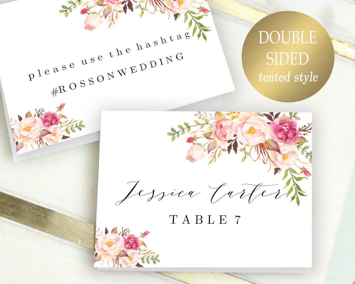 Double Sided Place Cards Printable Place Card Template Etsy