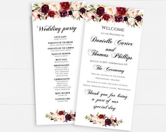 Wedding Program Template Wedding Program Printable Ceremony Printable Template Wedding Template PDF Instant Download 4x9 Boho Chic DIY