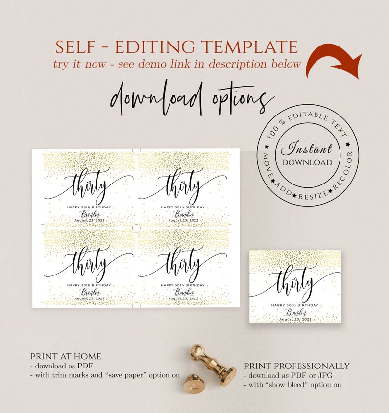 Milstool Label Birthday Champagne Label: Editable Milestone Wine Label (digital ...