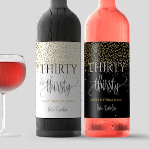 Modern Calligraphy Birthday Wine Bottle Label: Editable Text (Digital Download)