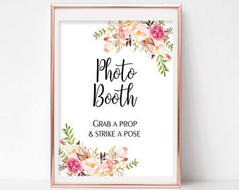 Printable Photo Booth Sign Printable Wedding Photo Booth Sign Photo Booth Signage Photo Booth Prop Selfie Booth Digital Print 4x6, 5x7, 8x10