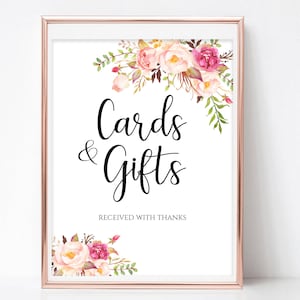 Cards and Gifts Wedding Sign: Floral Reception Decor (PDF)