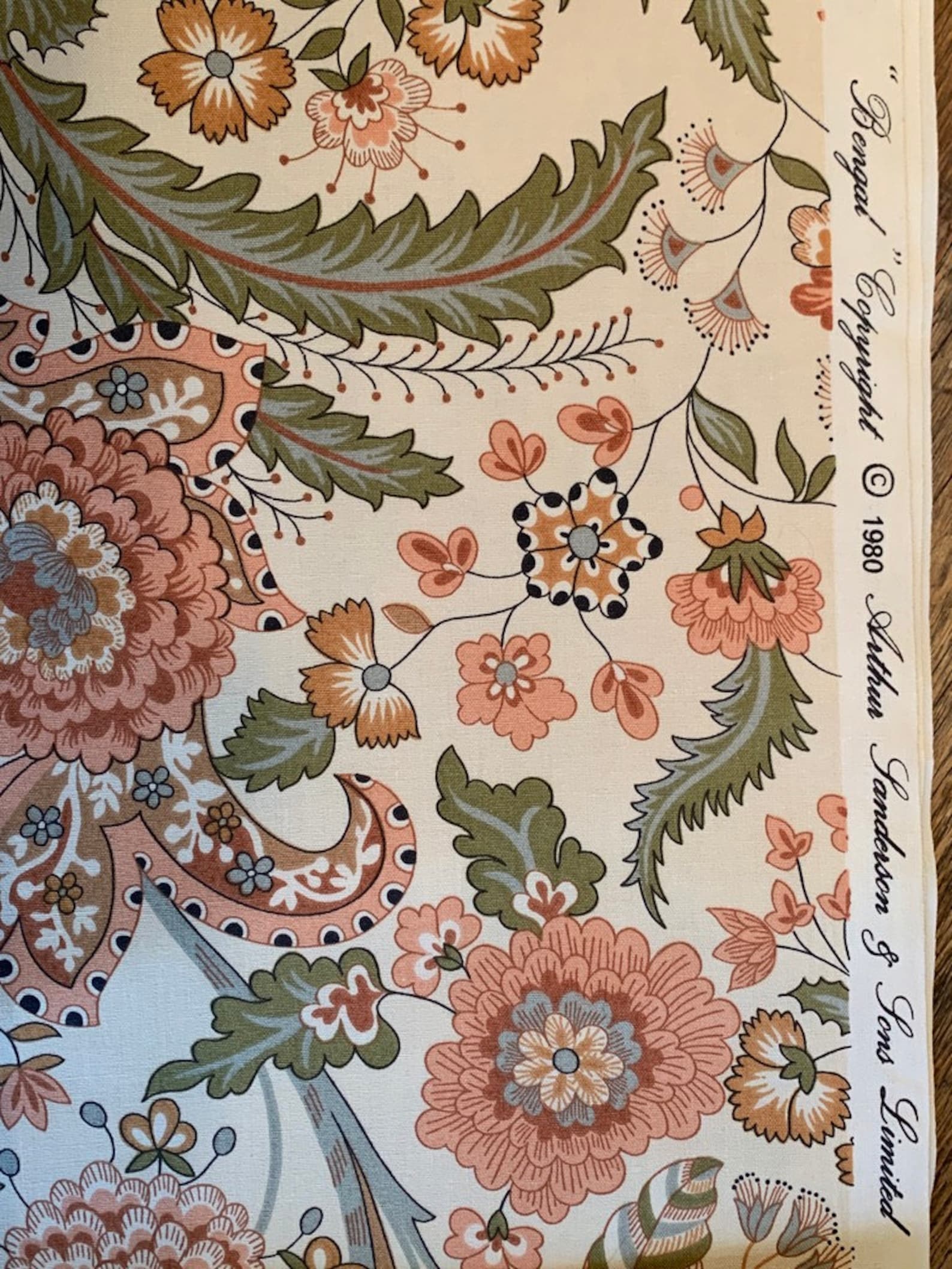 Vintage Sanderson Fabric/'bengal' 1980 Arthur Etsy UK