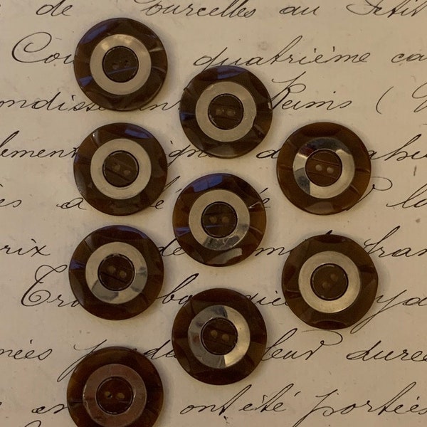 Vintage Buttons/Brown with Silver