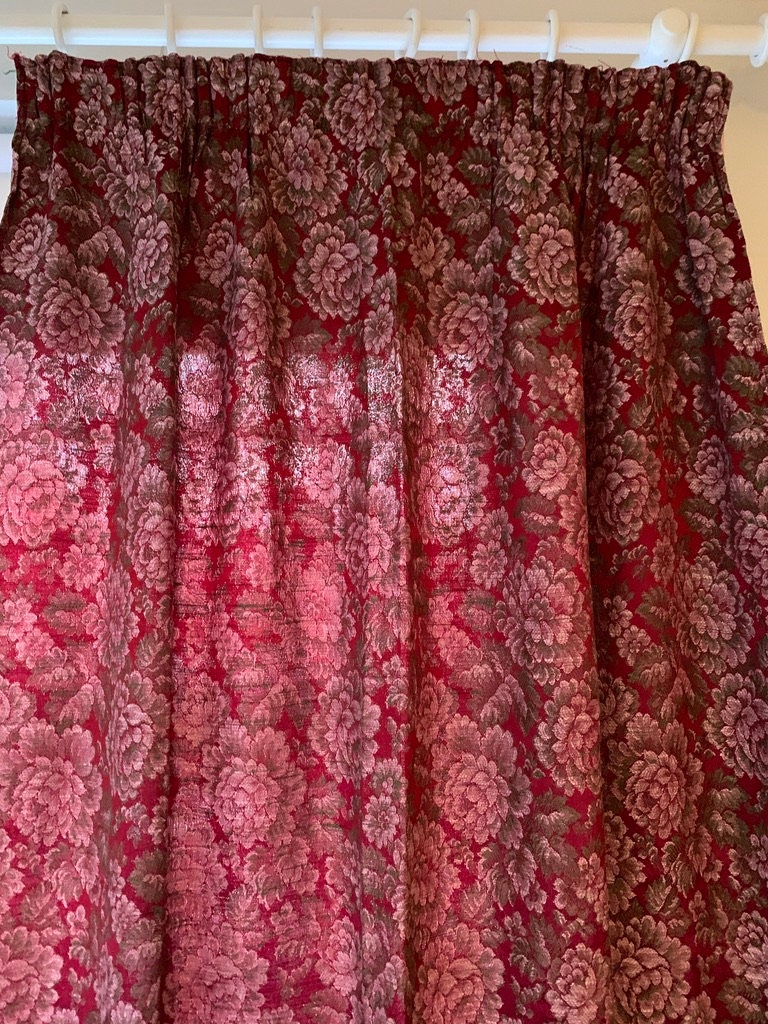 1940s Brocade Curtains Rich Burgundy Brocade 1940s Brocade Etsy