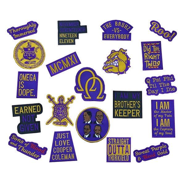 Omega Patch Iron-On or Sew-On Fraternity 1911 Purple & Gold Embroidered Patch I Omega Psi Phi Patch I Omega Paraphernalia I Que Dog Patches