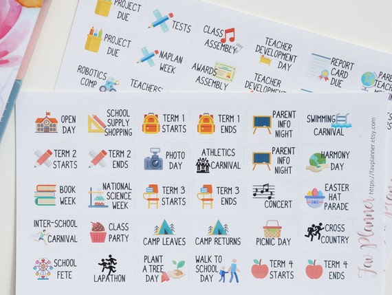 60 Australian School Planner Stickers updated. Australia | Etsy