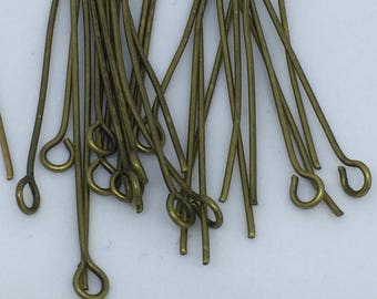 Antique brass 2 inch eye pins