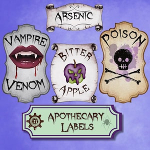 Apothecary Labels Printable Potion Labels Spooky Halloween Decor Digital Download Stickers Magic Potion Labels Dark Academia Decor