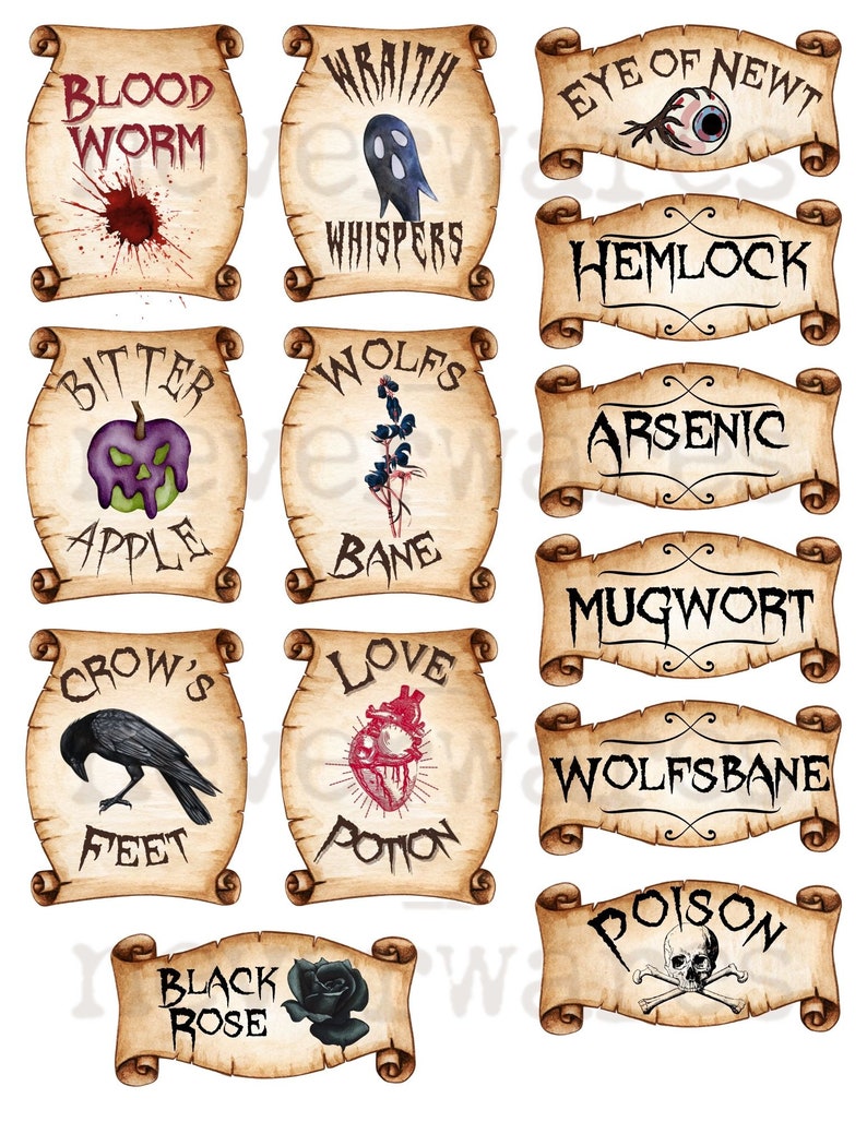 Apothecary Labels Printable Potion Labels Spooky Halloween Decor ...
