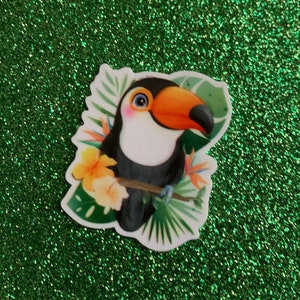 5pc. Oiseau Toucan, Résine Cabochon planaire, Oiseaux, Tropical, Forêt tropicale,