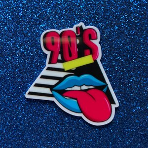 5pc. I Love the 90's, Resin Planar Flatbacks, Cabochon, Bow Center, Flat Back, 80's