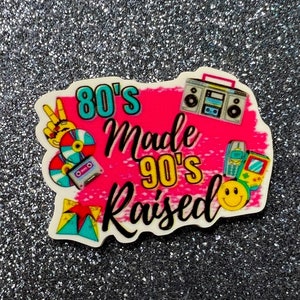 5pc. 80s Baby 90s Made Me, I Love the 90's, Resin Planar Flatbacks, Cabochon, Bow Center, Flat Back, 80's