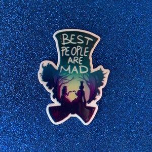 5pc. Best People are Mad, Mad Hatter, Resin Planar Flatback, Cabpchon, Bow Center, Flat Back