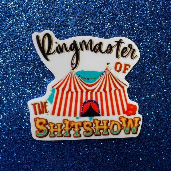 5pc. Ringmaster of the Shitshow, Circus, Games, Family, Game Room, Planar Flatback, Cabochon, Bow Center, Sports, Clown, Big Top