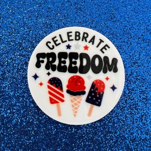 5 pièces Glace patriotique, rouge, blanc, bleu, planaire, sucette glacée en résine, dos plat, cabochon, nœud au centre, fête de la crème glacée ! 4 juillet, Amérique